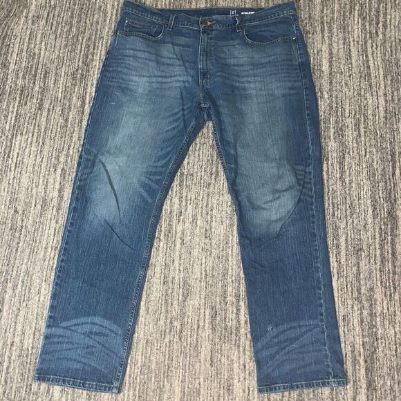 George Mens‎ Size 40x32 Athletic Denim Jeans Blue Pockets Zip Fly Stretch - Picture 1 of 6
